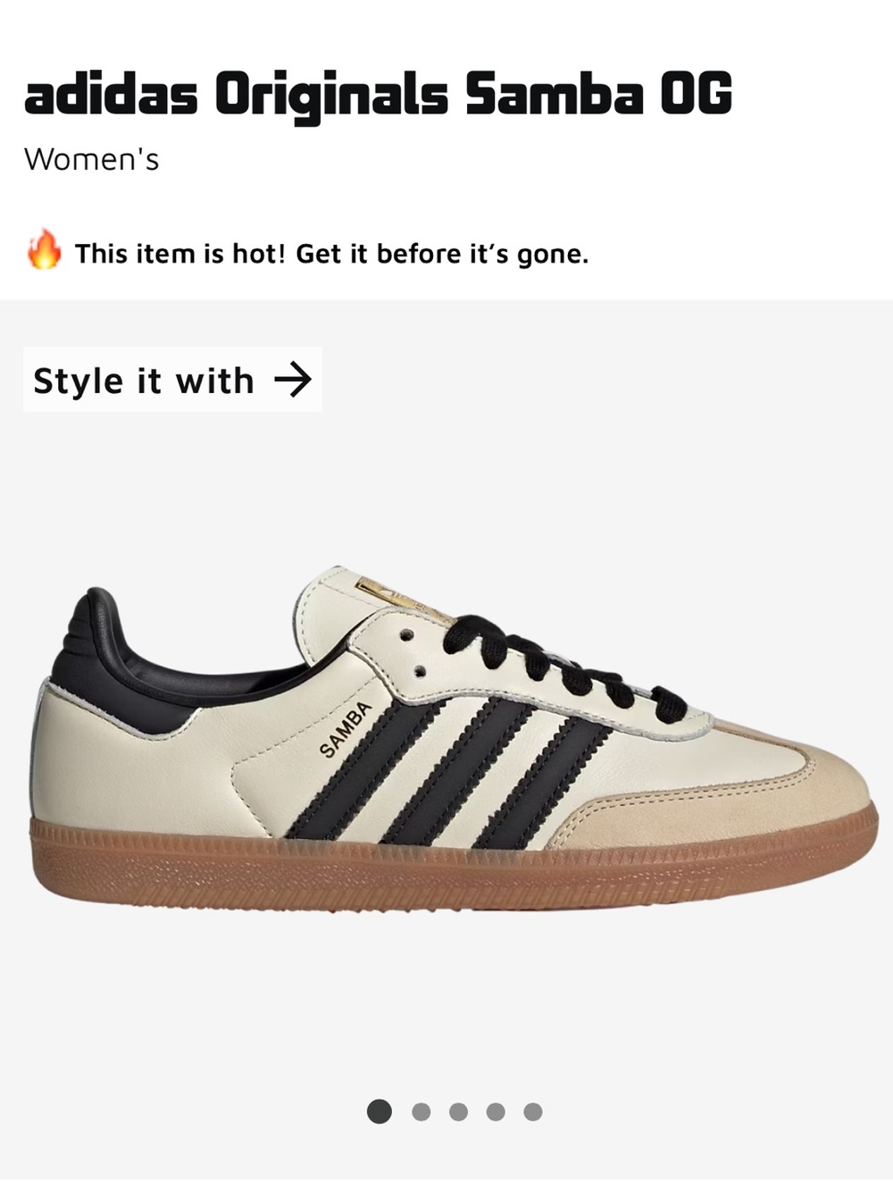 Adidas Originals Samba OG Size 8.5 Women’s Cream White and Black extra laces